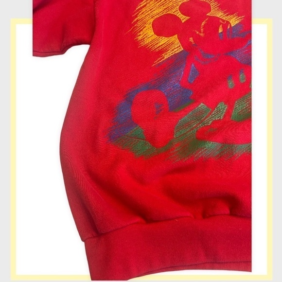 DISNEY Designs Vintage Mickey Mouse Red Colorful Crewneck Sweatshirt Made USA - Picture 3 of 7
